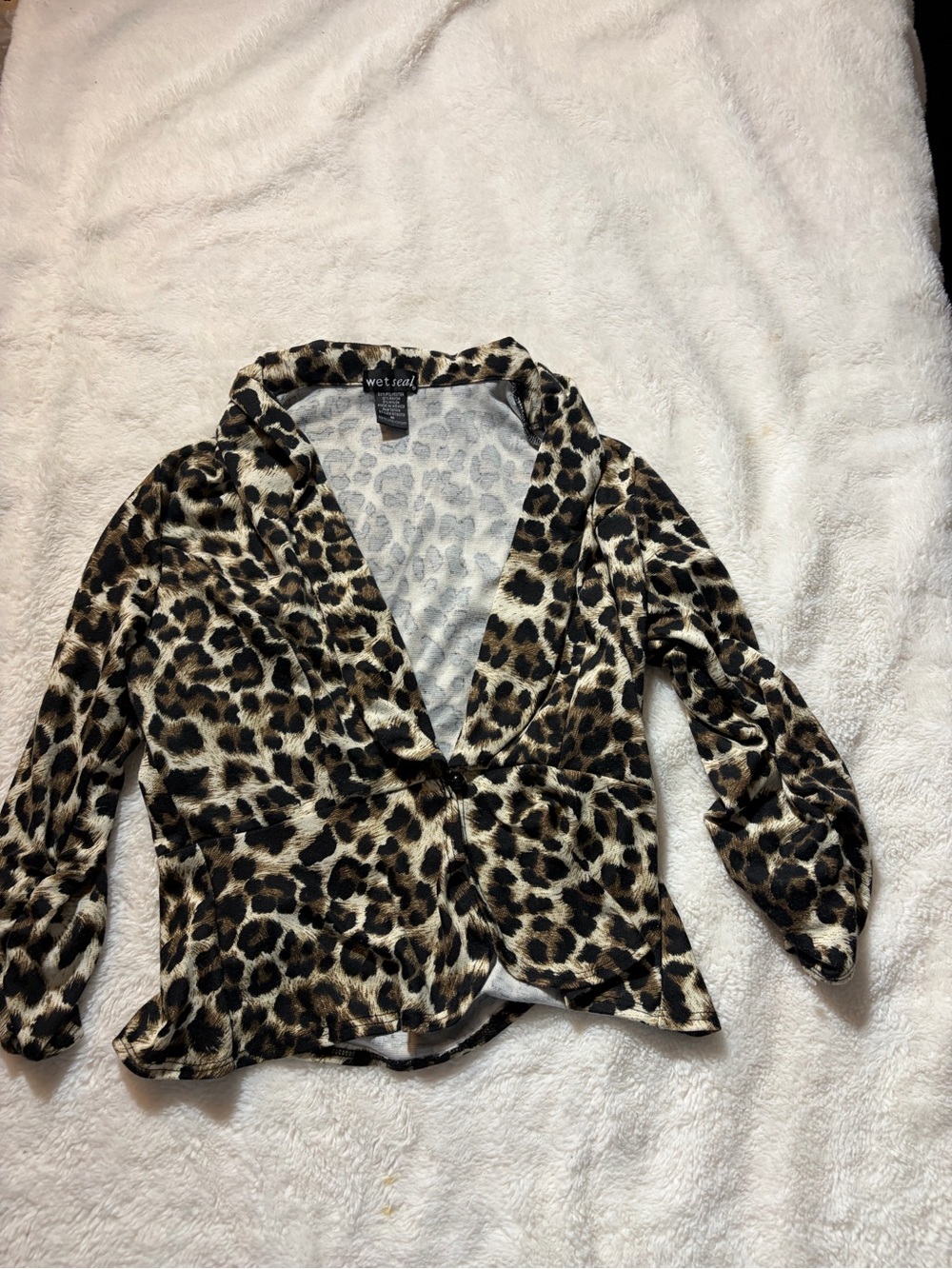 Wet Seal Leopard Print Open Front Blazer in Brown and Black